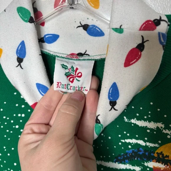 Vintage Nutcracker Cat Christmas Sweatshirt Green XL - Picture 9 of 10